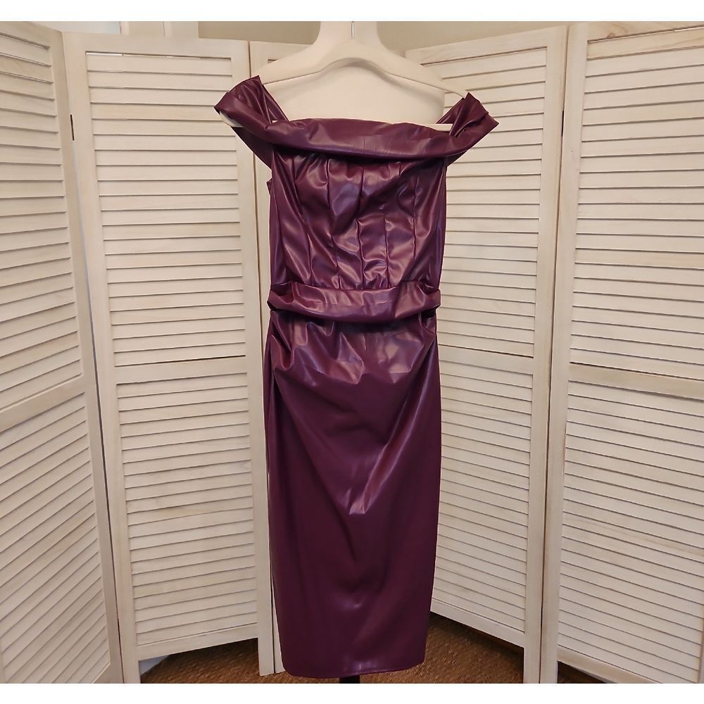 Cherley Plum  Vegan Leather Dress Size S NWT